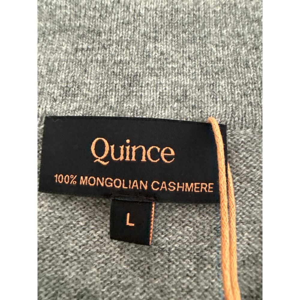 Quince 100% Mongolian Cashmere Polo Sweater Heather Gray Large - Picture 4 of 7
